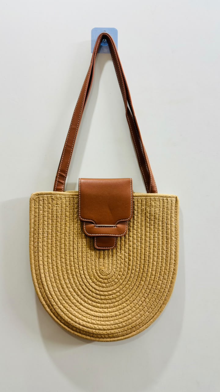 Straw Tote Bag - Camel Tan
