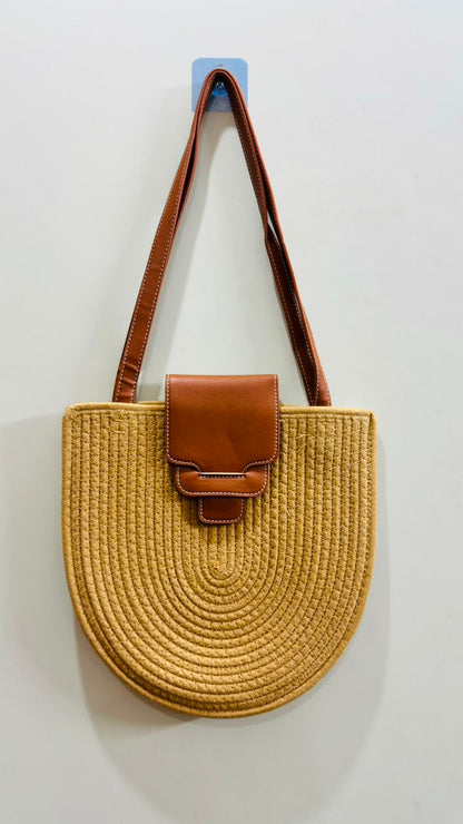 Straw Tote Bag - Camel Tan