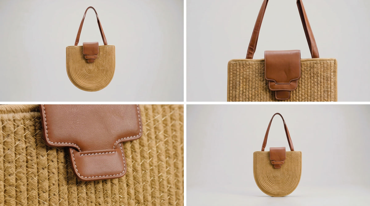 Straw Tote Bag - Camel Tan