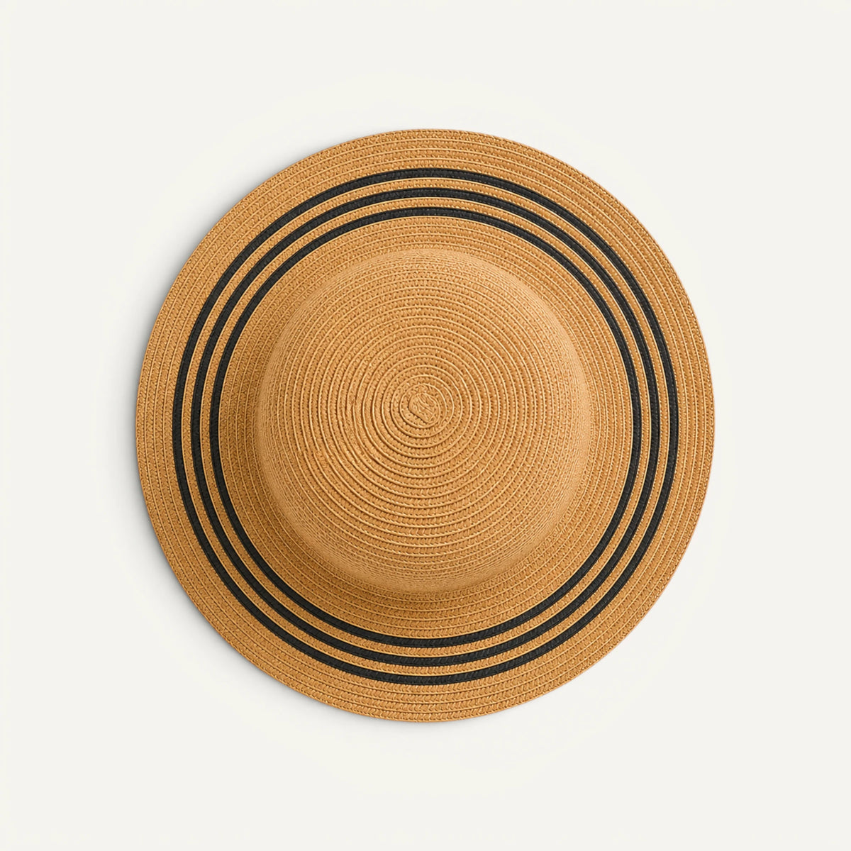 Woven Hat in Camel Tan, crown from above