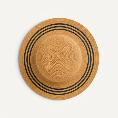 Woven Hat in Camel Tan, crown from above