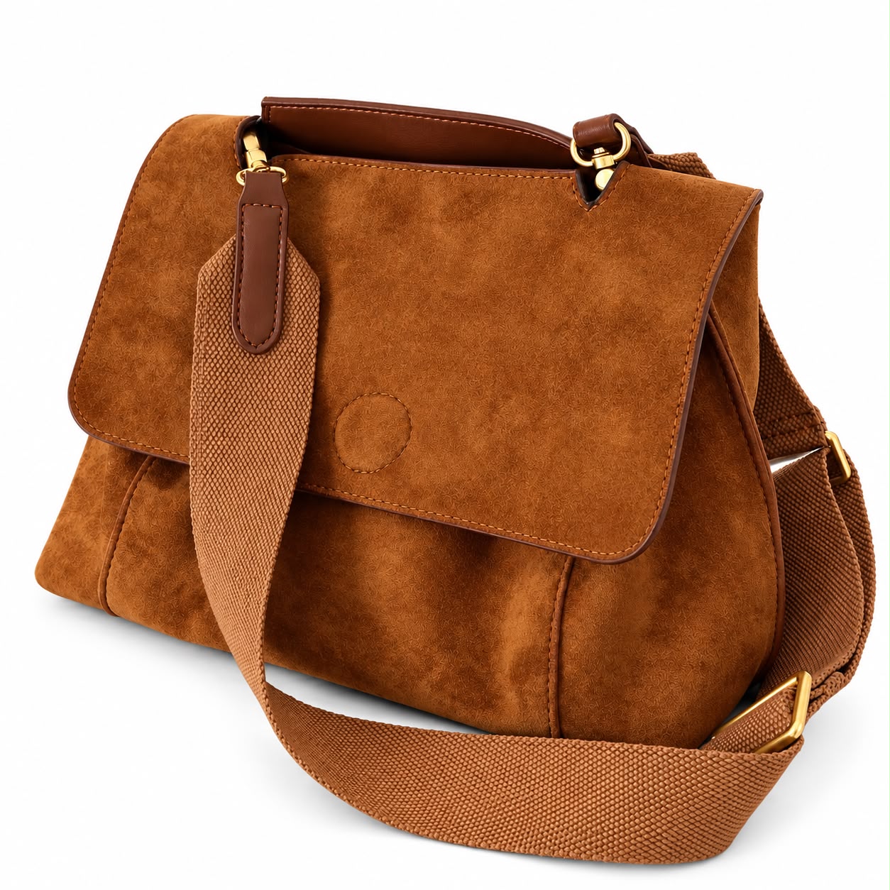 Autumn Rust Faux-Suede Flap Crossbody