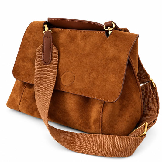Autumn Rust Faux-Suede Flap Crossbody