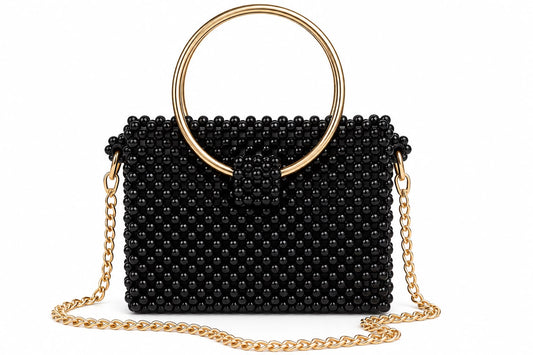 Midnight Pearl Beaded Crossbody & Clutch