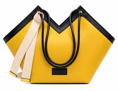 Modern V-Cut Mustard & Black Shoulder Bag