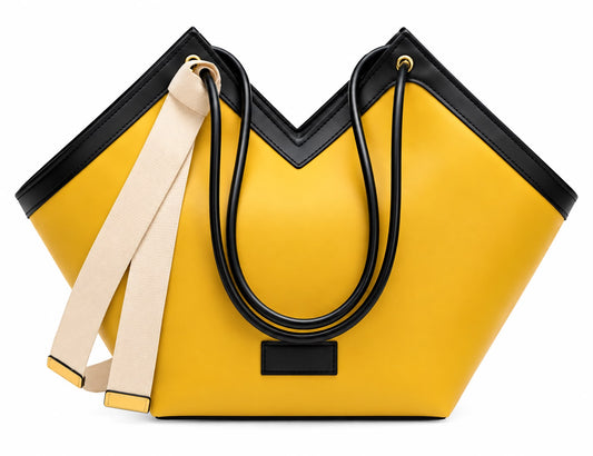 Modern V-Cut Mustard & Black Shoulder Bag
