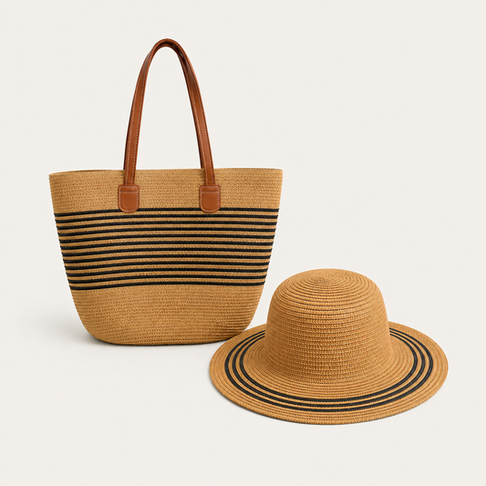 Woven Tote & Hat Set